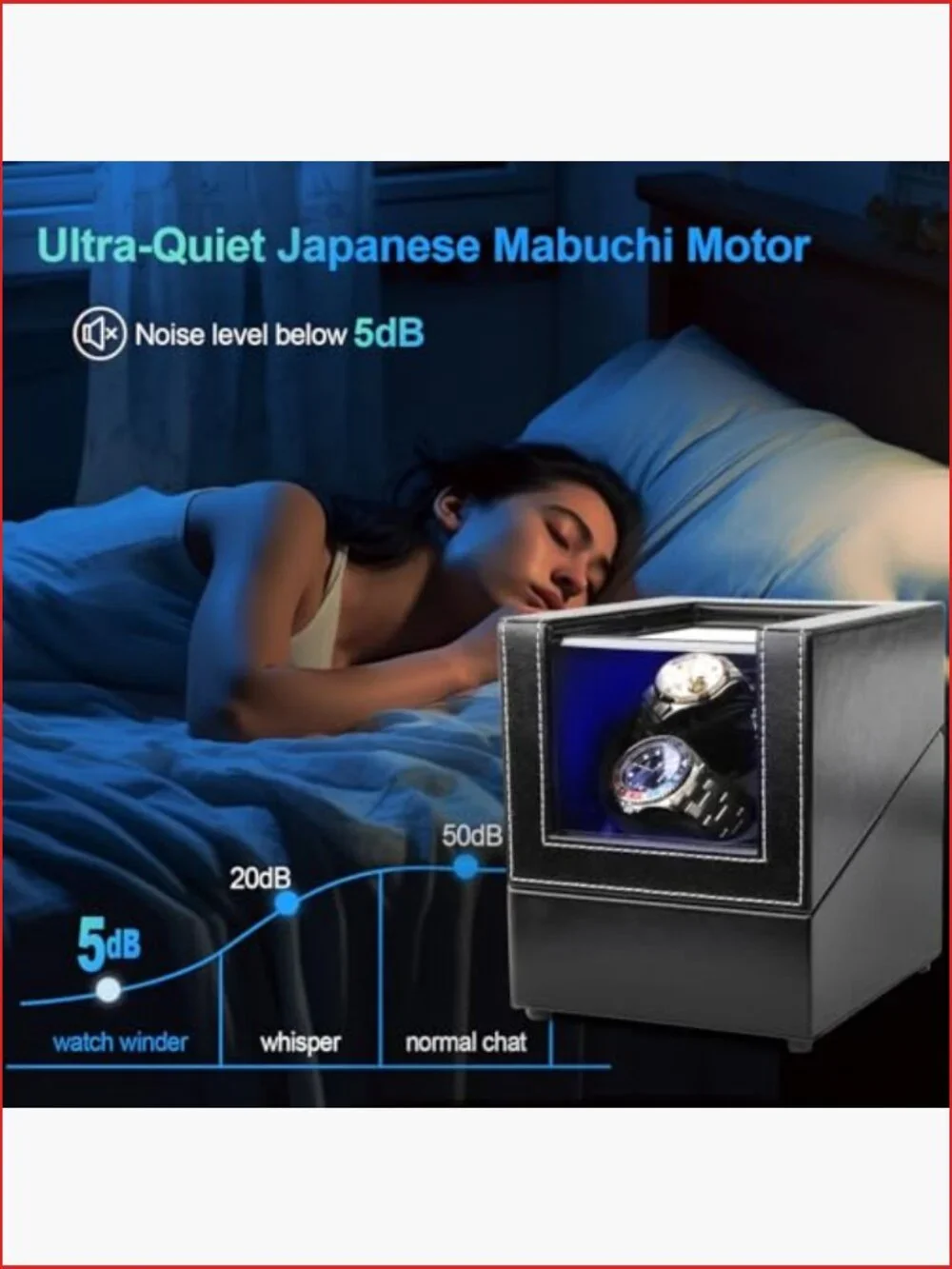 3 Watch Winder with LED Light, Japanese Quiet Motor, 4 Rotation Modes